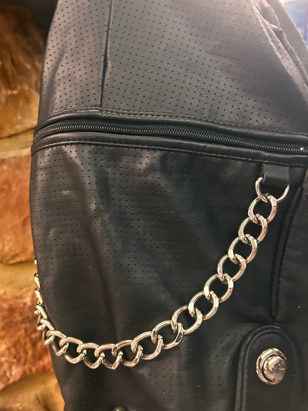 Rampage Black Bag with Gold and Cream Ring Print Clean & Excellent shape